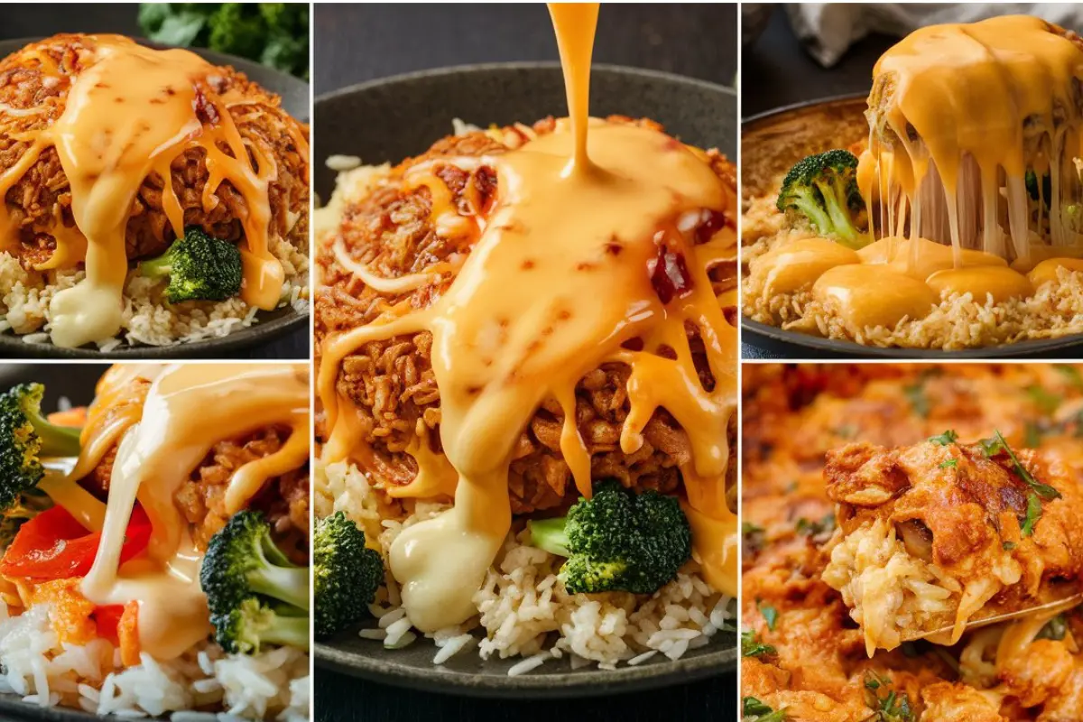 cheesy rice dishes with creamy, cheese over rice