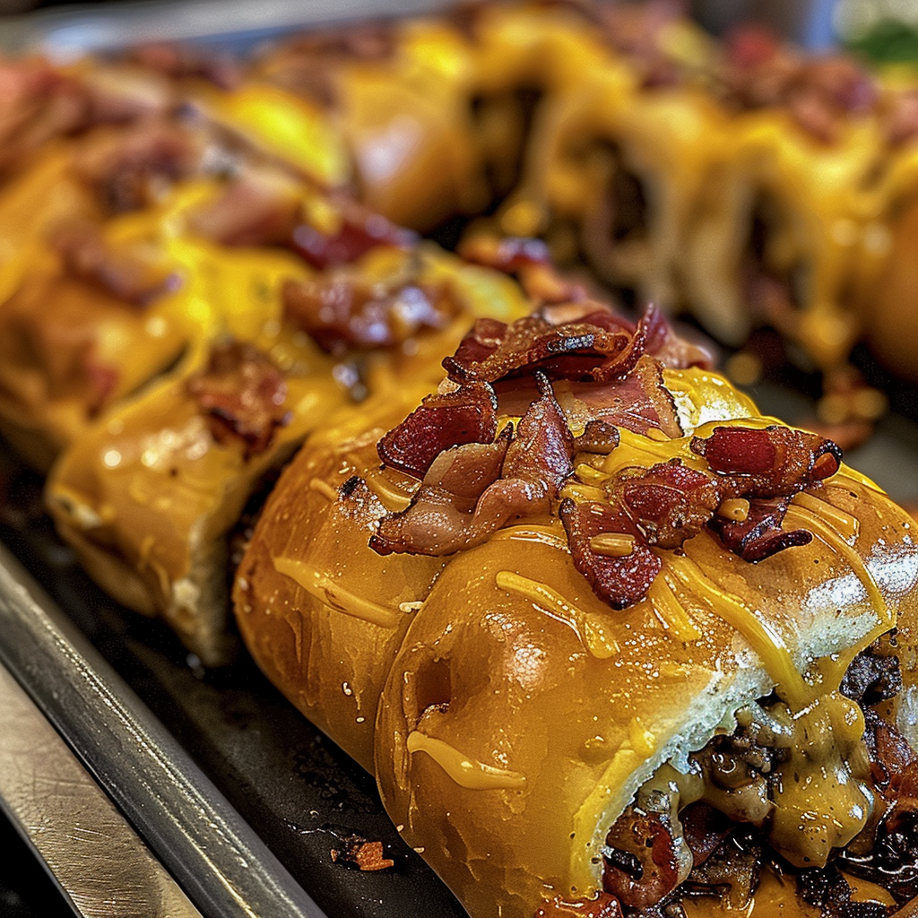 Garlic Butter Bacon Cheeseburger Rollups