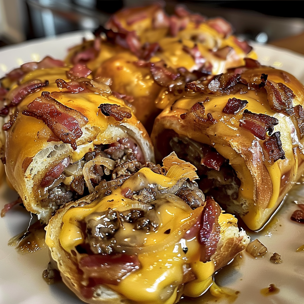 Garlic Butter Bacon Cheeseburger Rollups