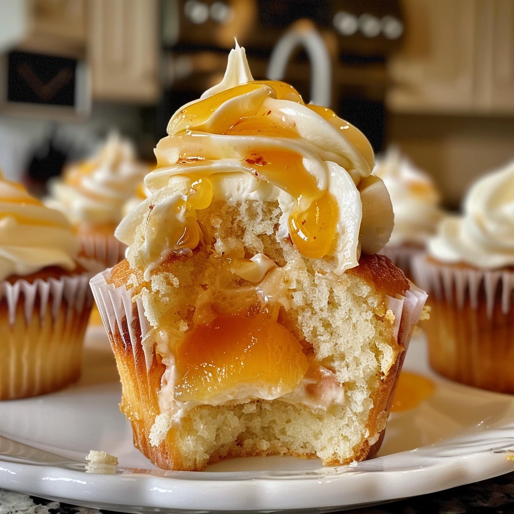 Honey Peach Cream Cheese Cupcake